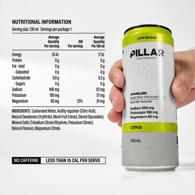 PILLAR Sparkling Electrolyte Hydration Can (2 Flavours)
